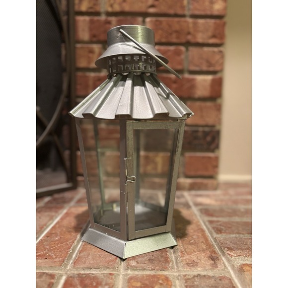 Two Silver Glass‎ with Door 13" Wedding  Decor Candle Holders Lanterns - Picture 6 of 6